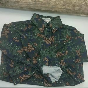 1970's SEARS POLYESTER Shirt Retro Green Button-up